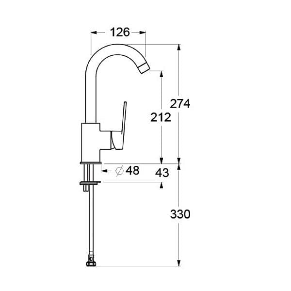 Rubinetto Miscelatore Monocomando Lavabo Canna Tonda Serie Nymo Cromo - 2