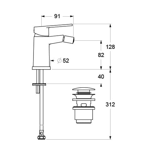 Rubinetto Miscelatore Monocomando Bidet Serie Smeraldo Nymo Cromo - 2