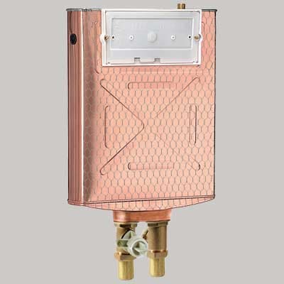 Cassetta Incasso Rame WC Doppio Pulsante 10 l Placca di Copertura Bianca - 2