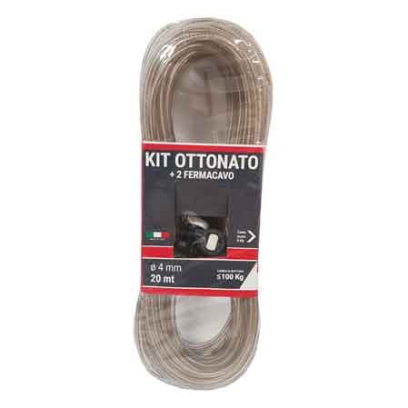 Kit Cavetto Stendibiancheria Matassa Ø 4 mm con Due Fermacavi 20 m - 4