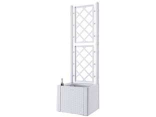 FIORIERA NATURAL DELUXE BIANCA QUADRA CON SPALLIERA  cm.43x43x142h. lt.35    STEFANPLAST