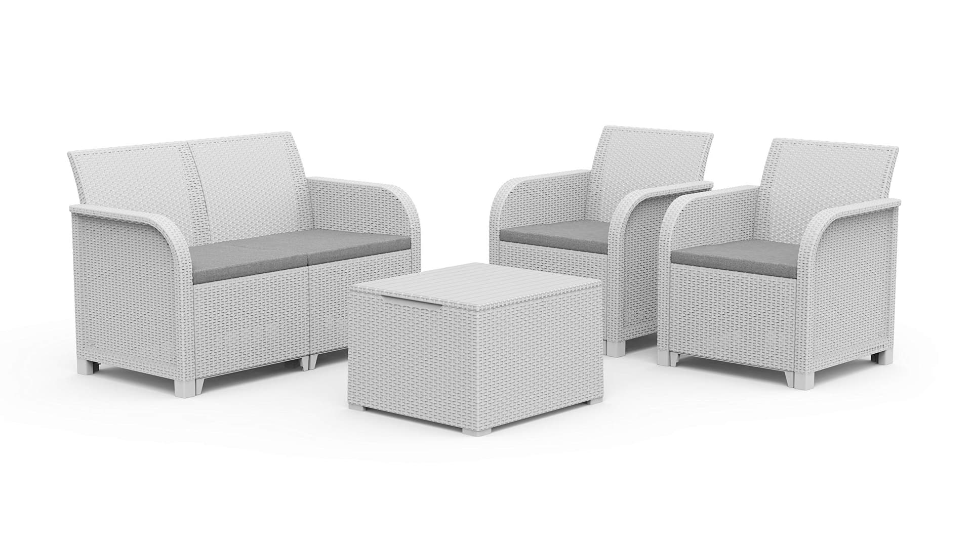 Salottino da Esterno Rosalie Lounge Set in Resina Effetto Rattan 4 Pezzi – Keter