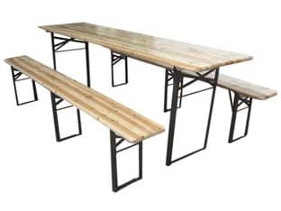 Set Tavolo + 2 Panche Birreria 3 Gambe Tavolo 220 CMX70X77H. Panche 220 - 2