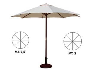 Ombrellone in Legno Tondo Gold Ø 300 mm cm Palo Ø 48 mm a 8 Stecche Vette - 2
