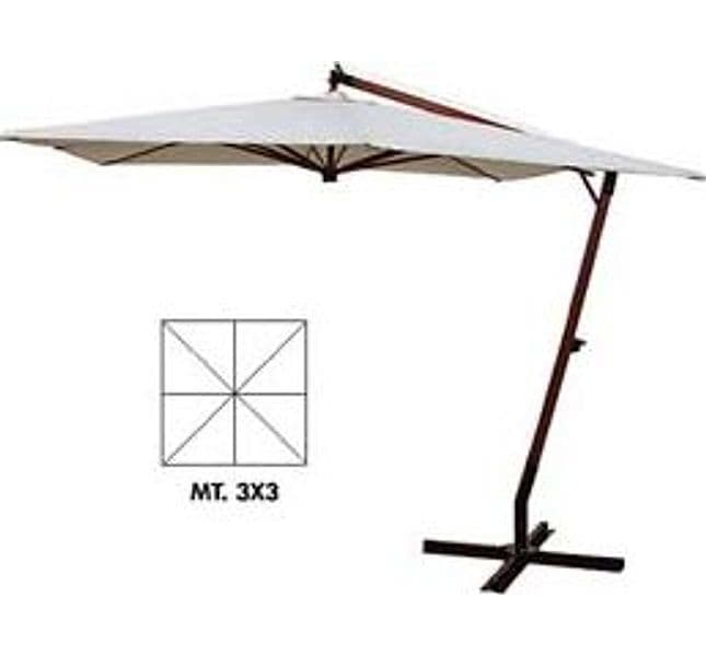 Ombrellone in Legno Quadro Decentrato con Manovella 300 CMX300 Palo 55 – Vette