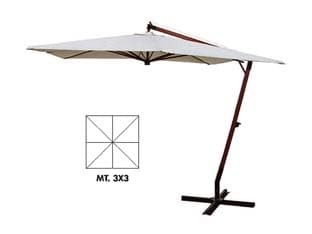 Ombrellone in Legno Quadro Decentrato con Manovella 300 CMX300 Palo 55 - 2