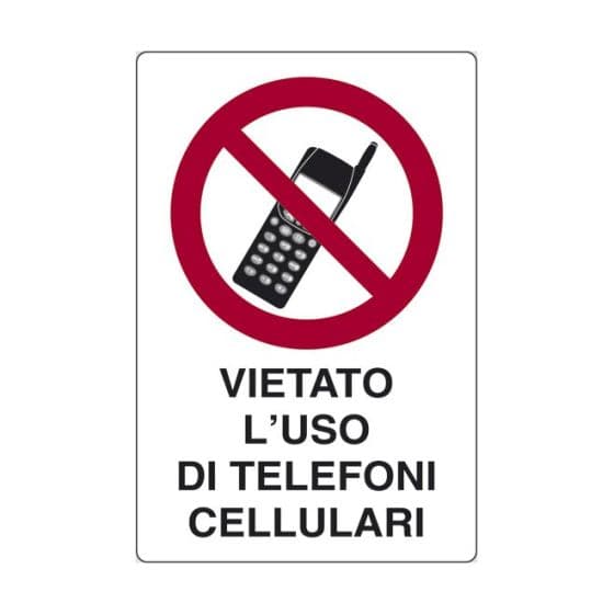 Cartello Adesivo Vietato L Uso dei Tel. Cellulari 30 x 20 cm 10 Pezzi - 2