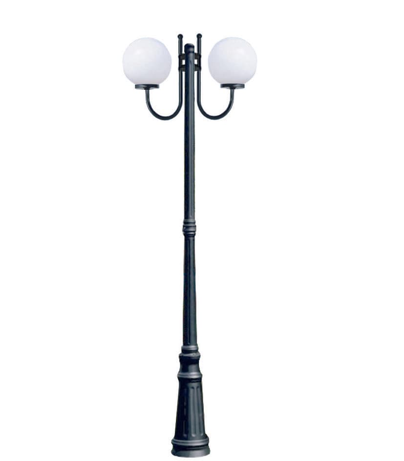 Lampione 2 Luci su Palo Modello Sfera 2X100W IP44 230 Cmh. Nero Syntesy - 2