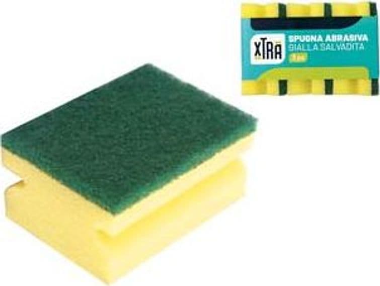 Spugna Abrasiva Gialla Salvadita con Fibra Verde 9 CMX6,8X4,5 24 Confezione - 2