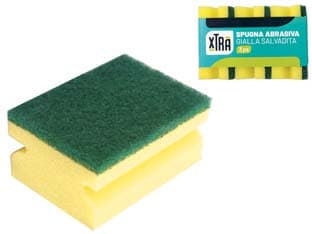 Spugna Abrasiva Gialla Salvadita con Fibra Verde 9 CMX6,8X4,5 24 Confezione - 2
