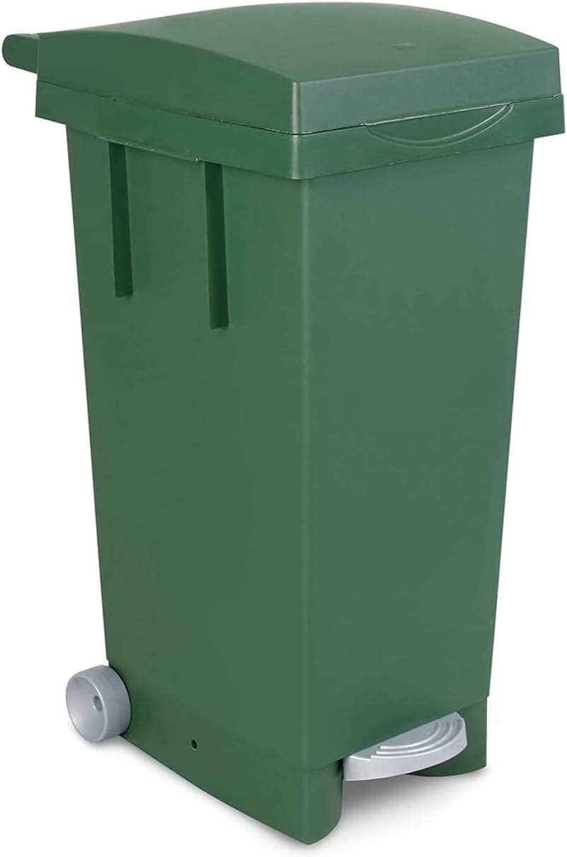 Bidone Bigtata con Ruote e Pedale 80 l 39 CMX50X81H. Verde Ics - 4