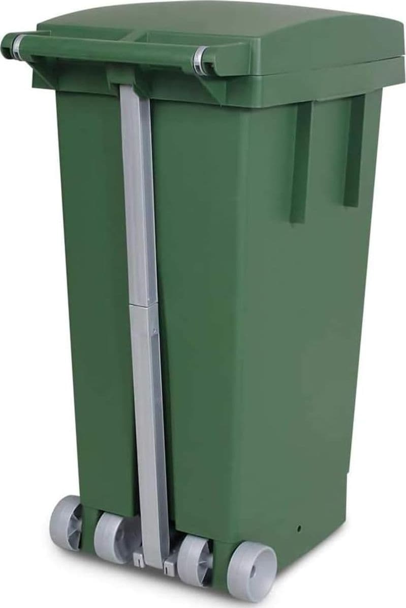 Bidone Bigtata con Ruote e Pedale 80 l 39 CMX50X81H. Verde Ics - 2