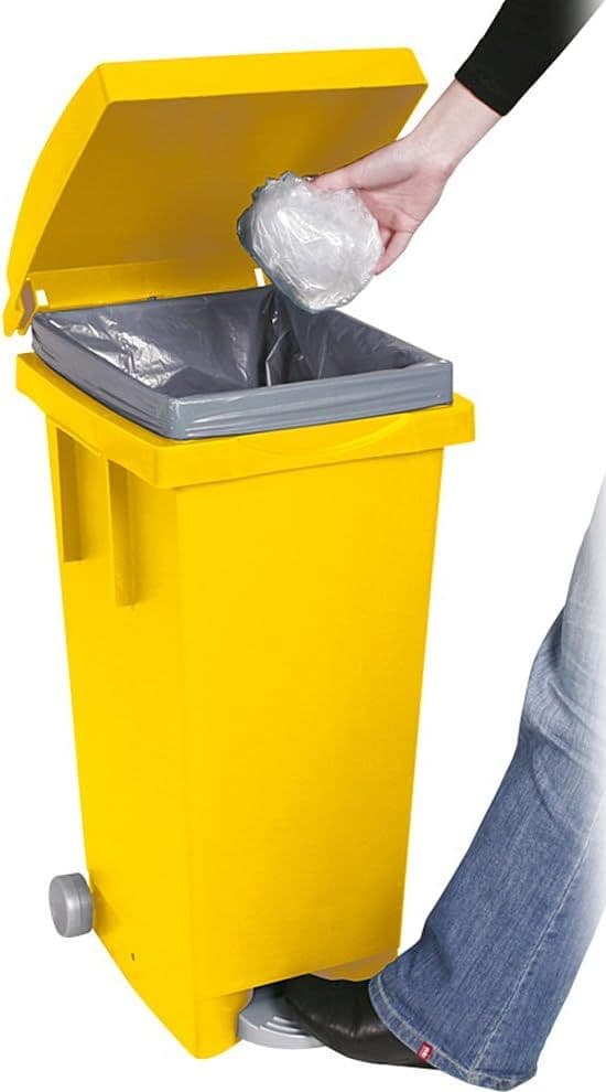 Bidone Bigtata con Ruote e Pedale 80 l 39 CMX50X81H. Giallo Ics - 2