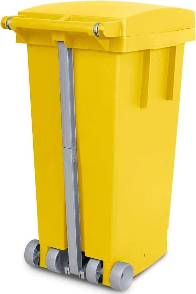 Bidone Bigtata con Ruote e Pedale 80 l 39 CMX50X81H. Giallo Ics - 3