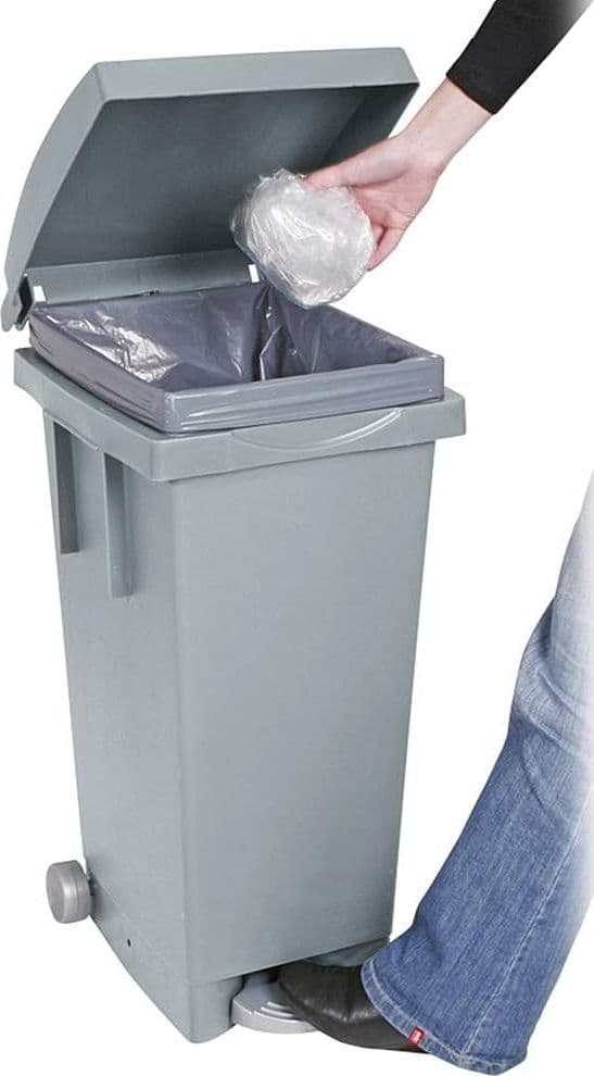 Bidone Bigtata con Ruote e Pedale 80 l 39 CMX50X81H. Grigio Ics - 2