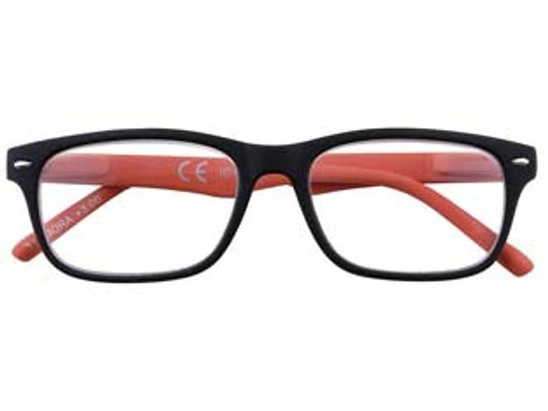 Occhiale Lettura Montatura Policarbonato Nero Rosso B3 Diottrie +2,5 - 2
