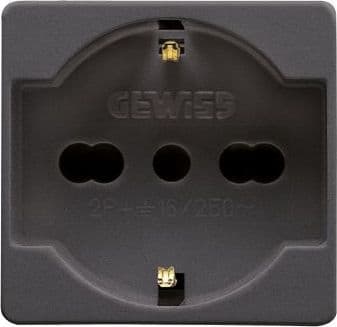 Presa Italiana Tedesca System 10 e 16 A 250V 2P con T Gewiss Nero - 2