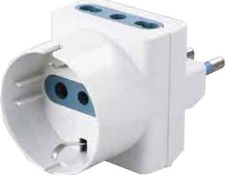 Adattatore Triplo Schuko Bivalente 16A Ideal Star 2P con T 1PRESA Schuko - 2