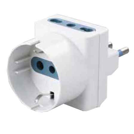 Adattatore Triplo Schuko Bivalente 16A Ideal Star 2P con T 1PRESA Schuko - 2