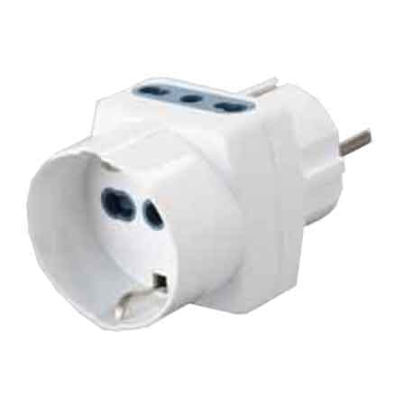 Adattatore Triplo Bivalente Presa 1 Presa Schuko con 2 Prese 10 e 16 A - 2