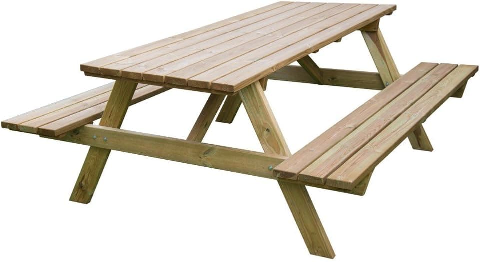 Tavolo da Pic Nic in Legno Robusto con Panche Sedura Arredo Giardino Cm 180 - 4