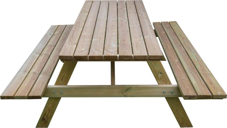 Tavolo da Pic Nic in Legno Robusto con Panche Sedura Arredo Giardino Cm 180 - 2