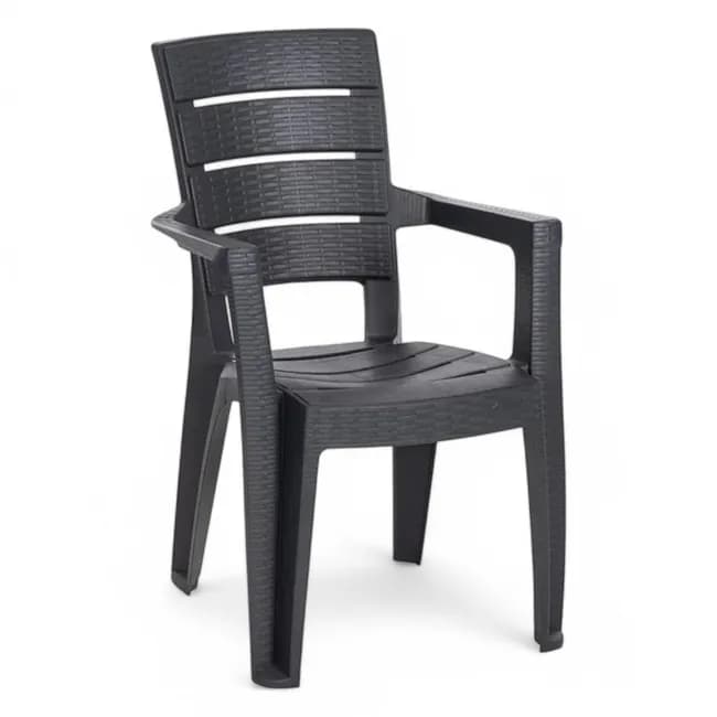 Sedia Impilabile con Braccioli Ayder in Plastica Effetto Rattan Ø 56 x 44 x - 4