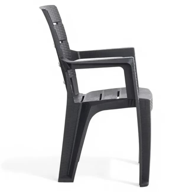 Sedia Impilabile con Braccioli Ayder in Plastica Effetto Rattan Ø 56 x 44 x - 3