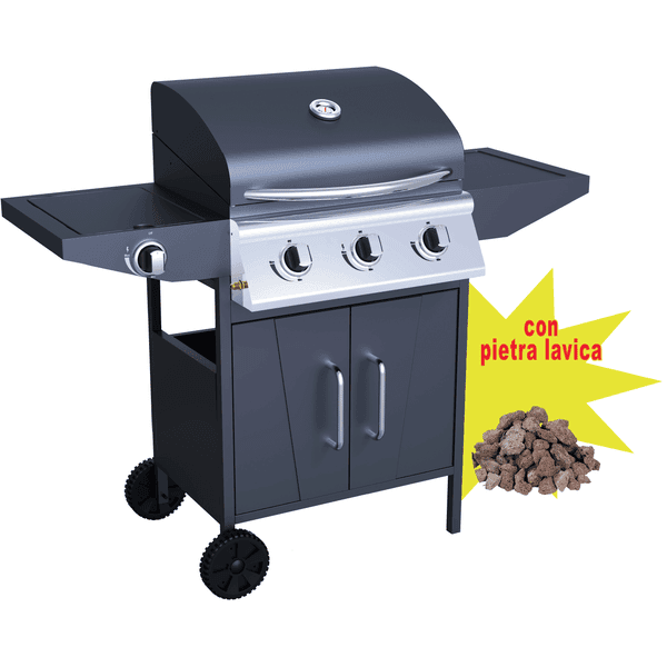 Barbecue a Gas Tre Fuochi con Fornellone Cardinale Carrara con 3 Ideal Star - 2