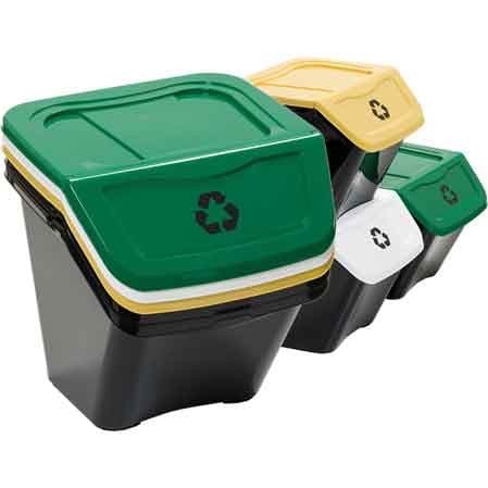 Set Pattumiere per la Raccolta Differenziata Cm 39X39X33H 30 l 3 Pezzi - 3