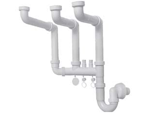 Sifone Moplen Libero 3 Vie con 2 Scarichi 11 2 per Lavello - 2