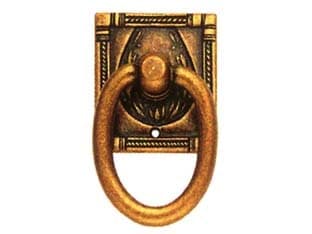 MANIGLIE AD ANELLO SNODATE BASE QUADRA MOD.12323 ZAMA OTTONE ANTICATO- - piastra mm.33x15x35h. - anello mm.33x40h. - 5 pezzi METALSTYLE