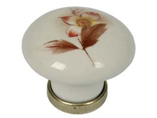 Pomoli Tondi in Porcellana MOD.P04,01 Avorio Decoro Fiore Ø 31 mm 5 Pezzi - 2