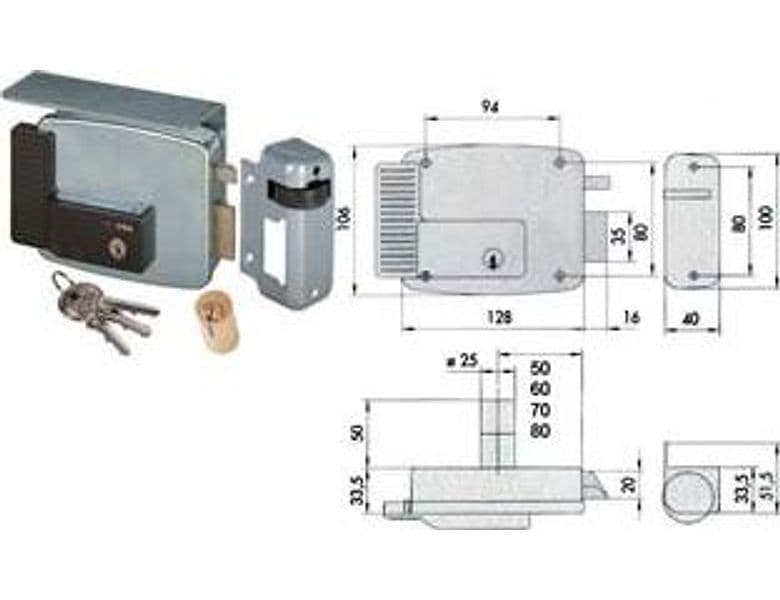 Elettroserratura per Cancelli con Tetto 11721 60 mm Sx (11721602) Cisa - 2