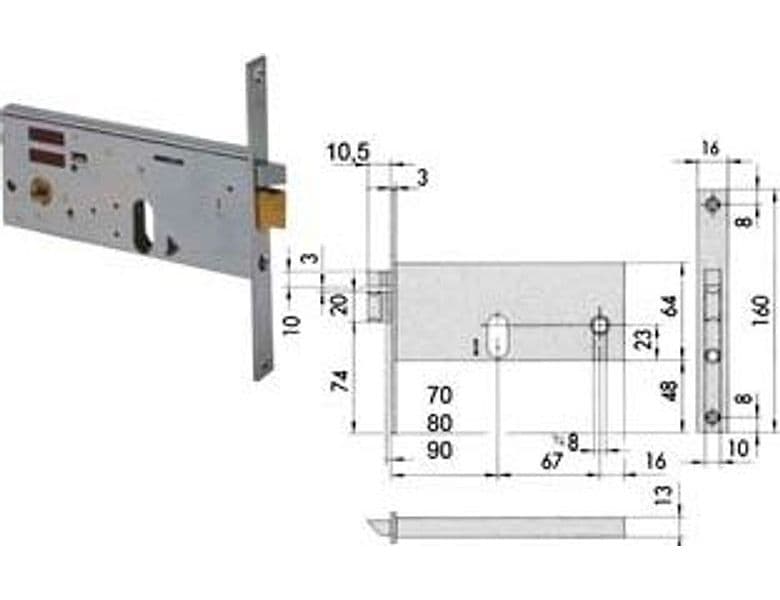 Elettroserratura da Infilare per Fasce 64 mm H 1451 80 mm (14510800) - 2