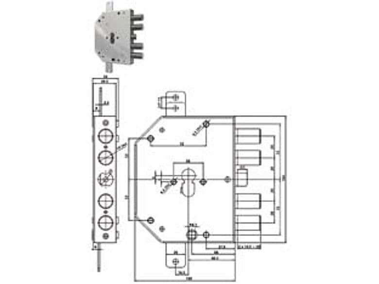 Serratura Triplice Applicare C Scrocco Cil. Eu. Blindate Cod 300100 - 2