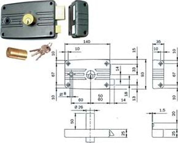 Serratura Porte Ferro C Quadro Caten. e Scr. Cil. Fisso S Cod 171588 - 2