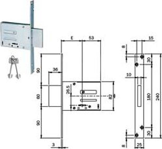 Serratura da Infilare Doppia Mappa 661 70 mm Ka (661704N.K) Iseo - 2