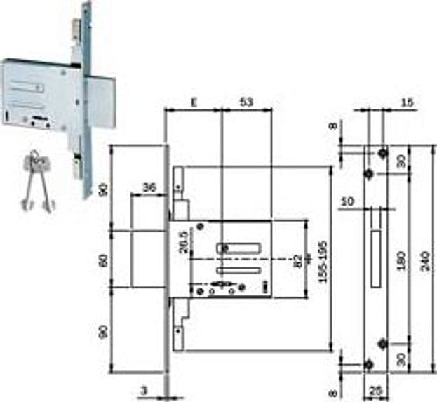Serrature da Infilare Doppia Mappa Triplice 663301 60 mm Ka (663301604.K) - 2