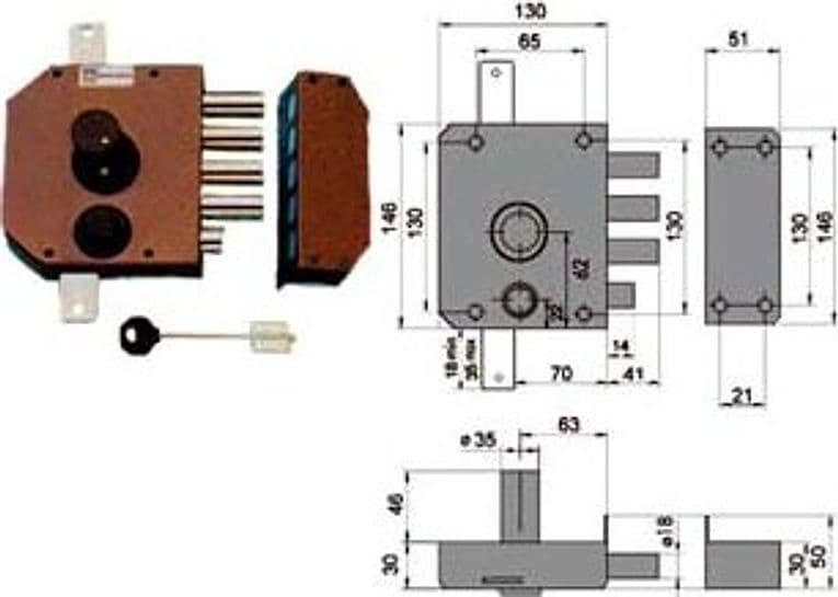 Serratura Triplice da Applicare con Scrocco Doppia Mappa 20530 60 mm Sx - 2