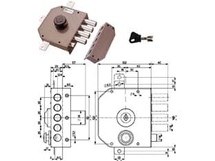 Serratura Quintuplice Applicare con Scrocco con Pomolo a Pompa Cod 316972 - 2
