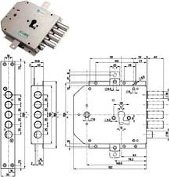 Serratura Triplice Applicare con Scrocco Cil. Europeo Blindate Cod 402446 - 2