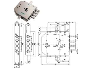 Serratura Triplice Applicare con Scrocco Cil. Europeo Blindate Cod 402446 - 2