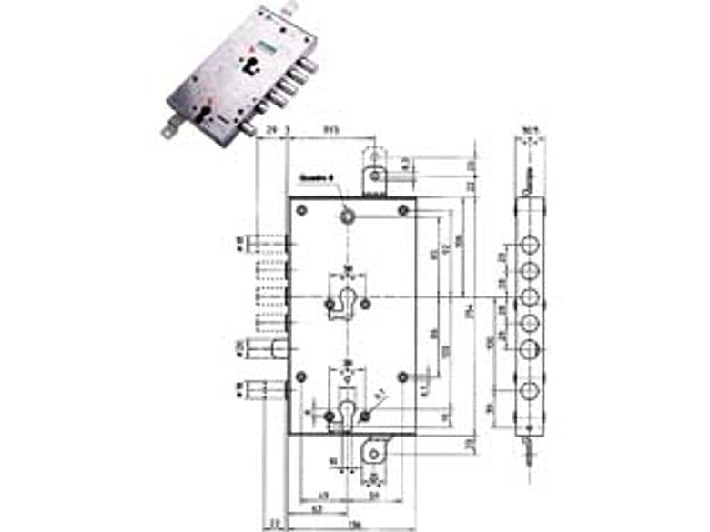 Serratura Triplice Applicare Multif. Scrocco Cil. Eur. Blindate Cod 214636 - 2