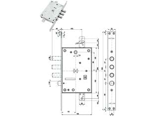 Serratura Triplice Infilare con Scrocco Doppia Mappa Blindate Cod 402491 - 2