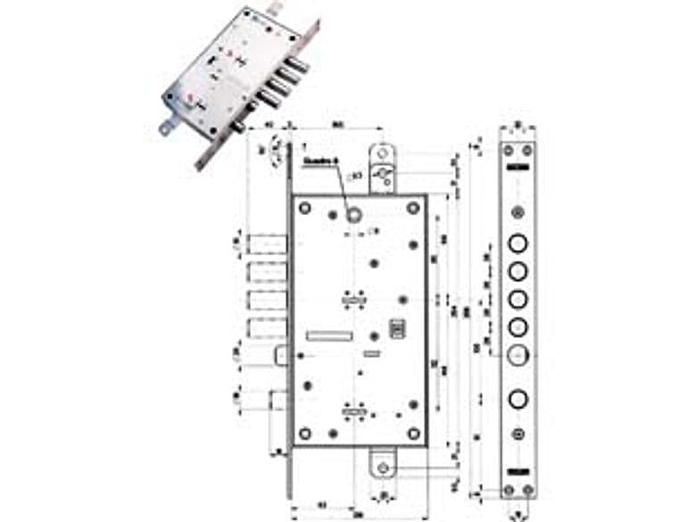 Serratura Triplice Infilare Multif. Scrocco D Mappa Blindate 54795 63 mm Sx - 2
