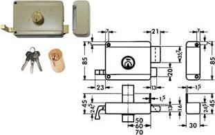 SERRATURA DA PORTONCINO CATENACCIO E SCR. DOPPIO CILINDRO FISSO 6300  mm.40 DX (Y63000401)    YALE