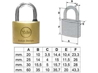 Lucchetto Ottone ad Arco Normale 110 25 mm (1100025) Yale 6 Pezzi - 2