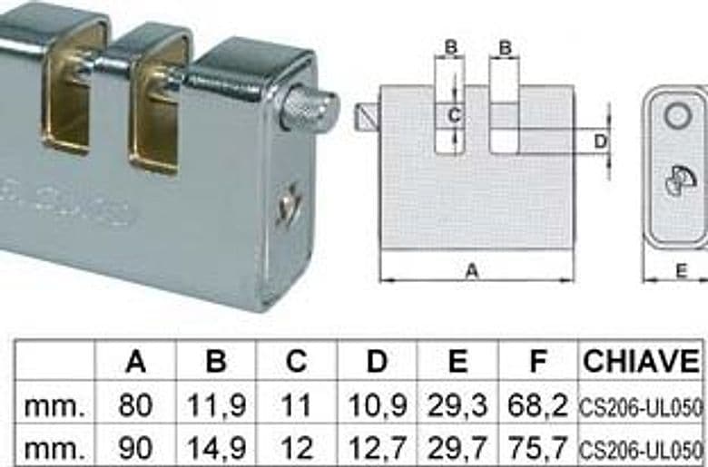 Lucchetto Corazzato a Due Bocche 90 mm Quality - 2