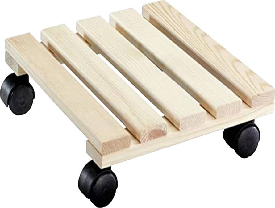 Carrellino Portatutto con Ruote 30 x 30 cm per Piante Portavaso in Legno - 2